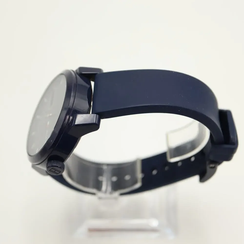 Tommy Hilfiger 'Analogue Denim' 42mm Watch Jump Hour Blue Silicone w New Battery